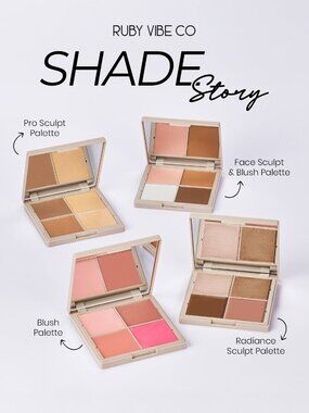 4 Colors Face Palette with Contour, Blush, Highlighter & Bronzer